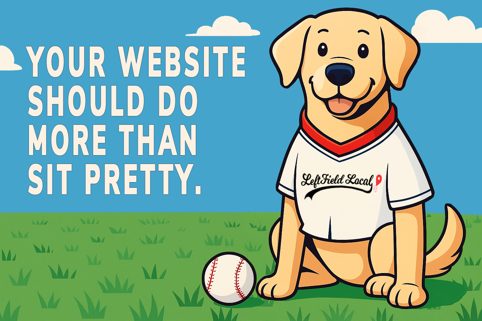 Dog in left field wearing LeftField Local jersey